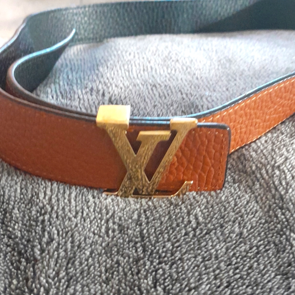 NEW LOUIS VUITTON Black Brown Reversible Initiales 30mm 85/34 Belt M9521